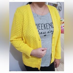 Liz Claiborne Yellow Woman Sweater Size S Vintage Y2K